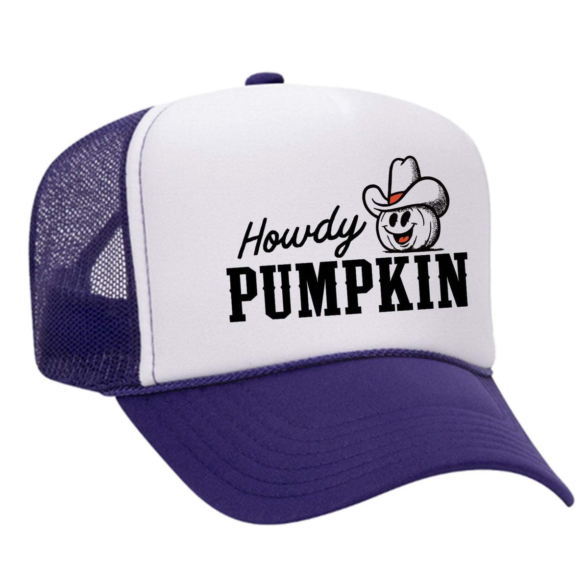 Howdy Pumpkin Foam Trucker Hat - Purple / White
