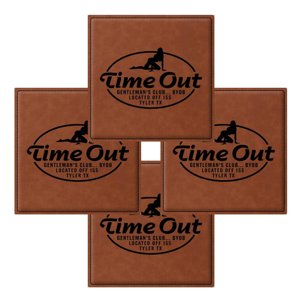Time Out Gentleman's Club Can Leatherette Coaster (Set of 4)