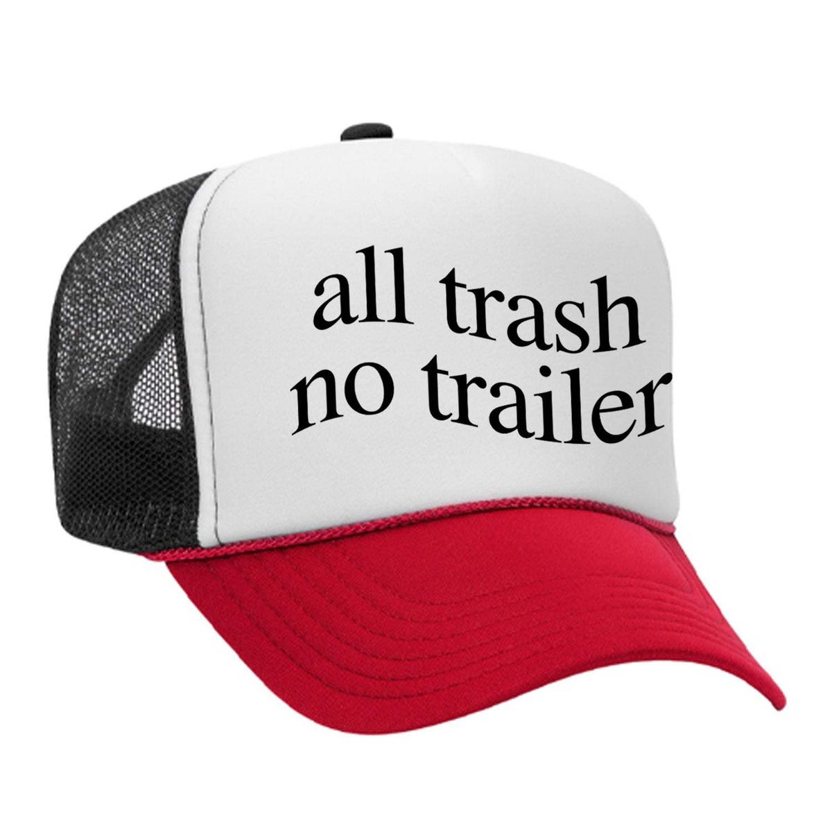 All Trash No Trailer Foam Trucker Hat - Red / White / Black