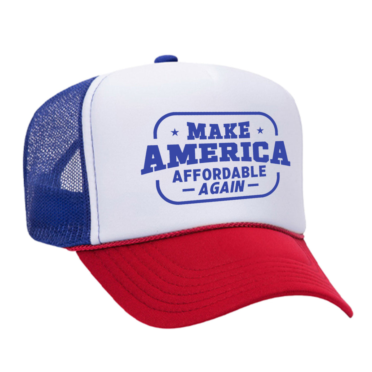 Make America Affordable Again Foam Trucker Hat - Red / White / Blue