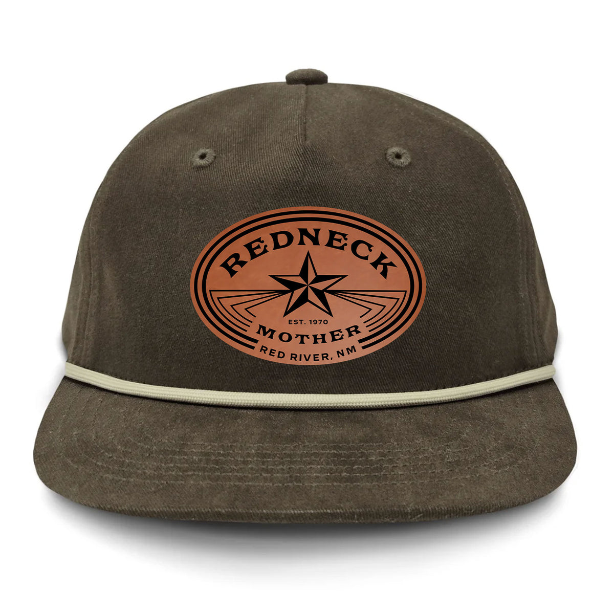 Redneck Mother Flat Bill Rope Leather Patch Hat