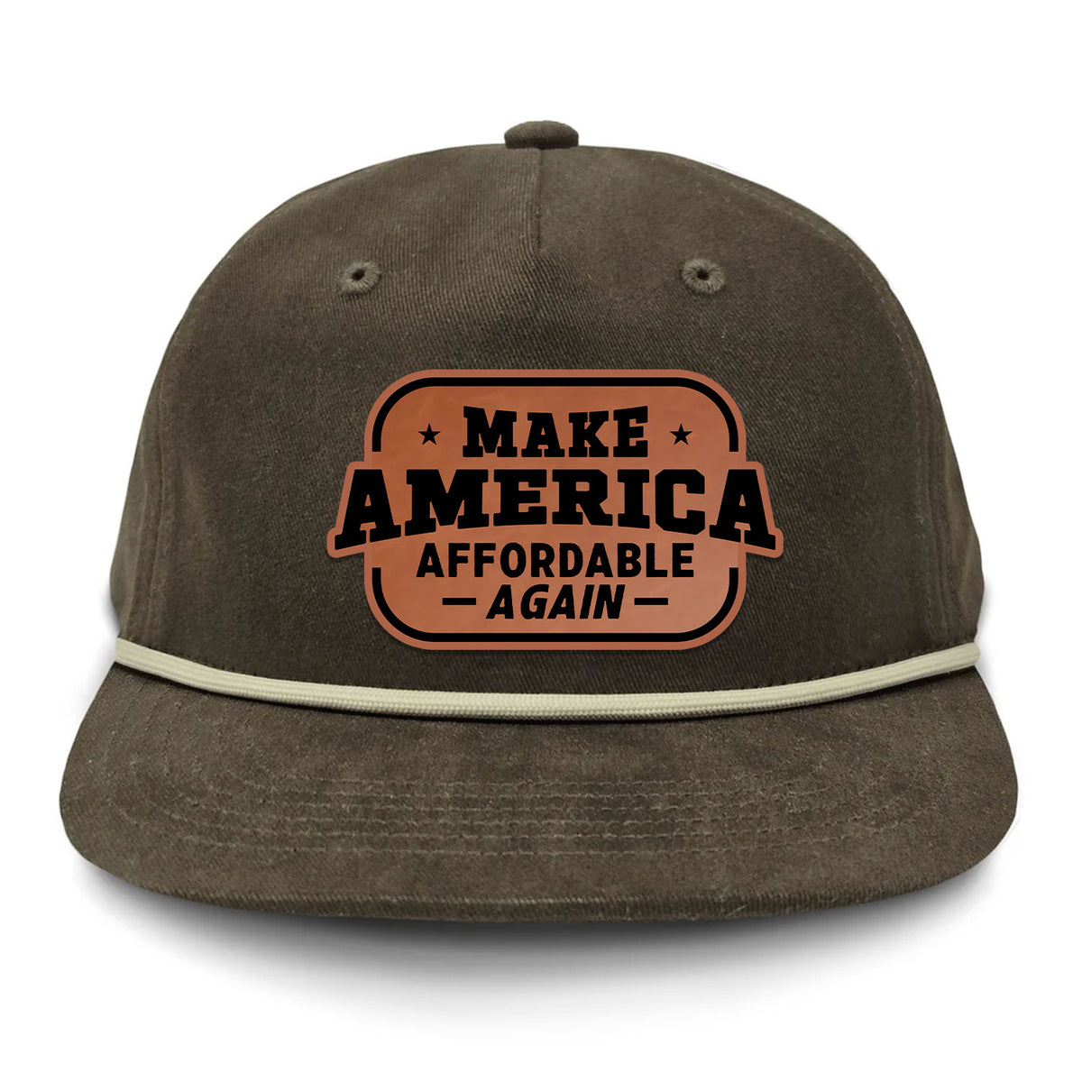 Make America Affordable Again Flat Bill Rope Leather Patch Hat