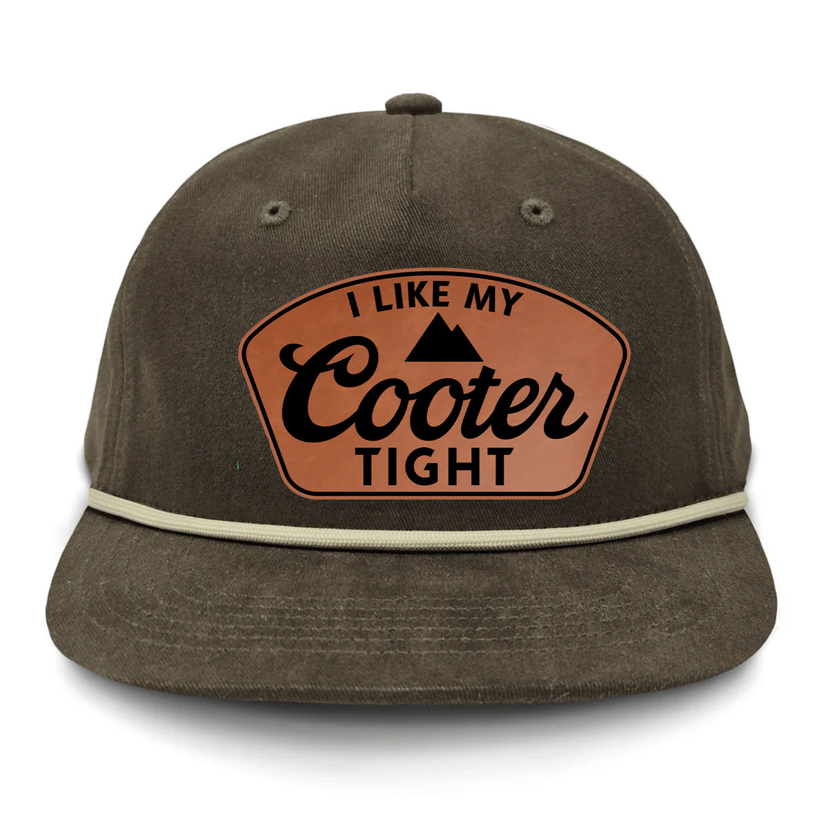 I Like My Cooter Tight Flat Bill Rope Leather Patch Hat