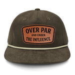 Over Par And Under The Influence Flat Bill Rope Leather Patch Hat
