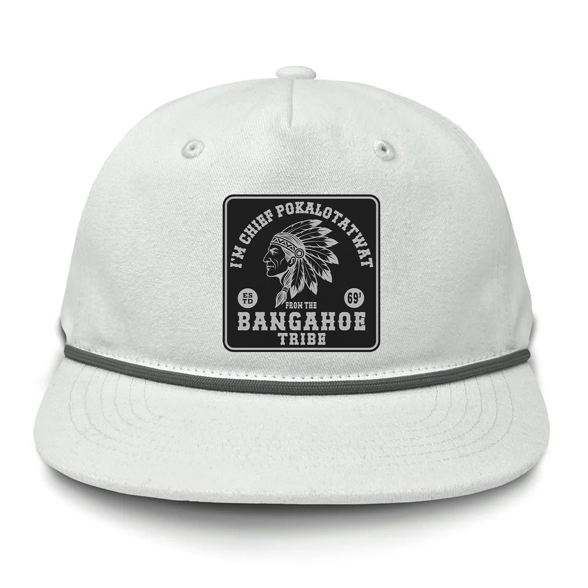 Chief Pokalotatwat Flat Bill Rope Leather Patch Hat