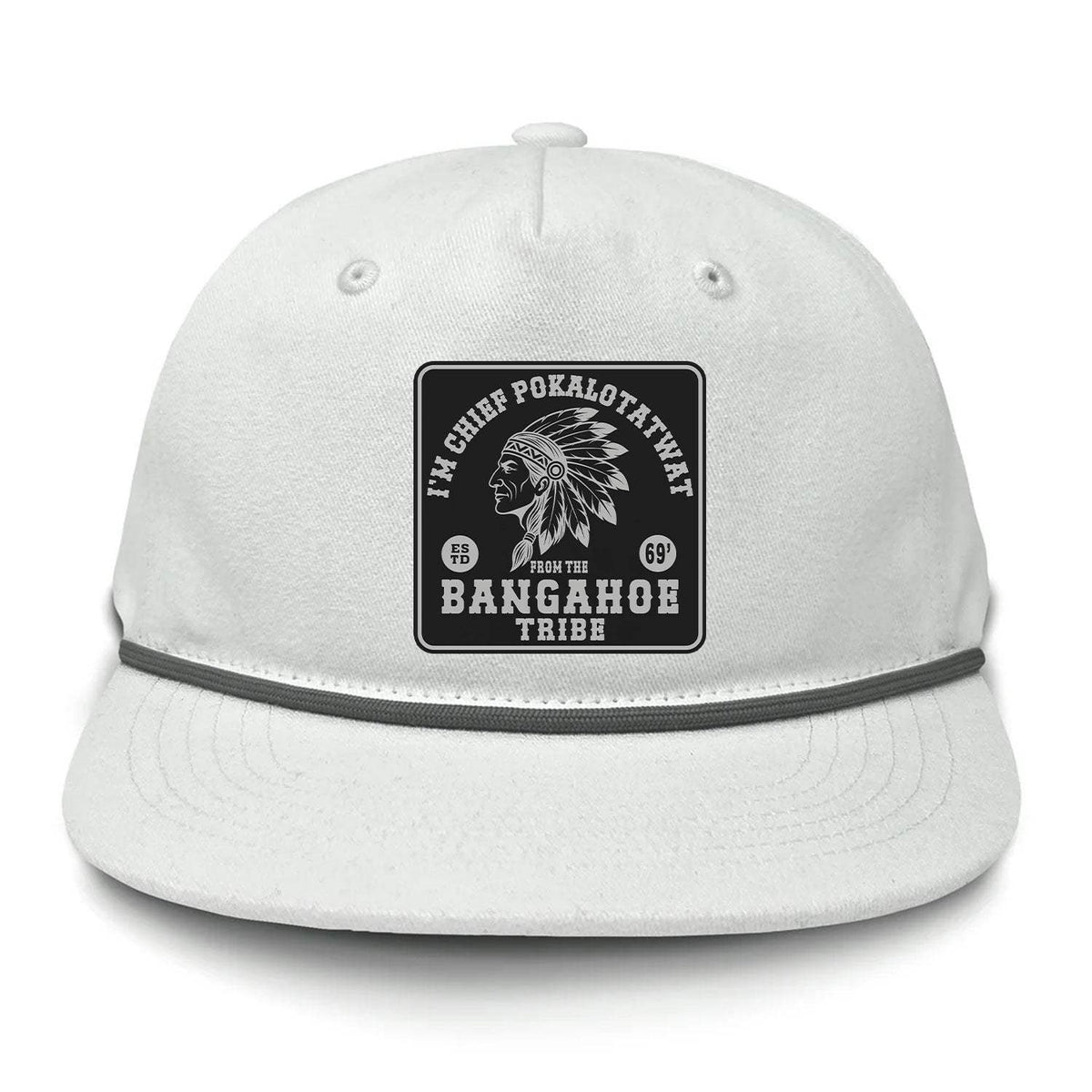 Chief Pokalotatwat Flat Bill Rope Leather Patch Hat