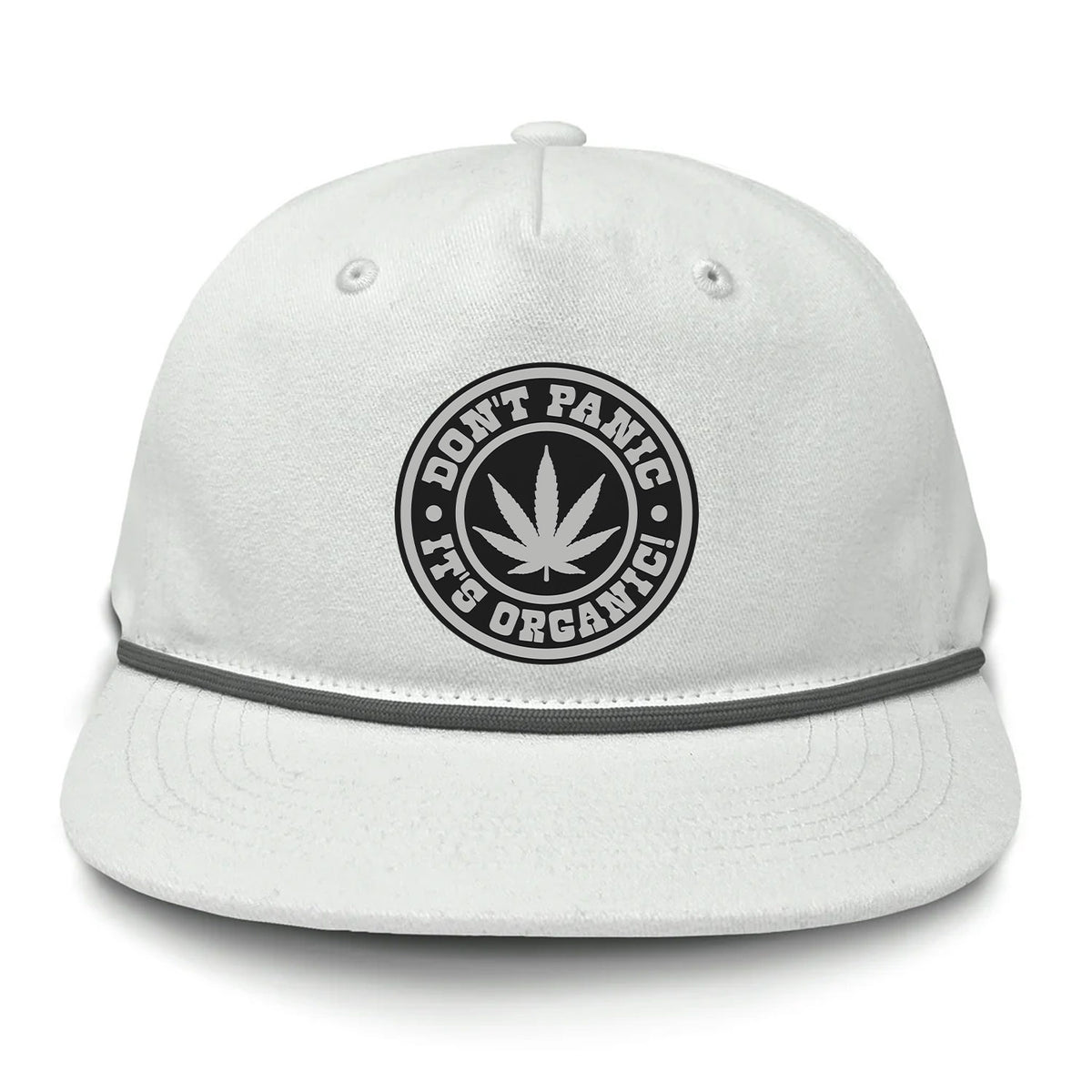 Don't Panic It's Organic Flat Bill Rope Leather Patch Hat