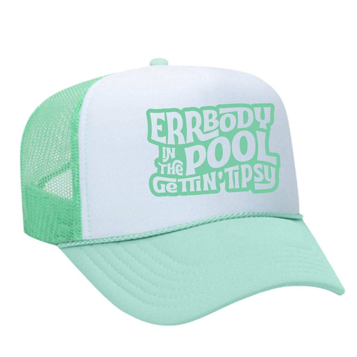 Errbody In The Pool Gettin' Tipsy Foam Trucker Hat - Seafoam / White