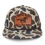 I Gotta Race Like A Piss Horse Flat Bill Rope Leather Patch Hat