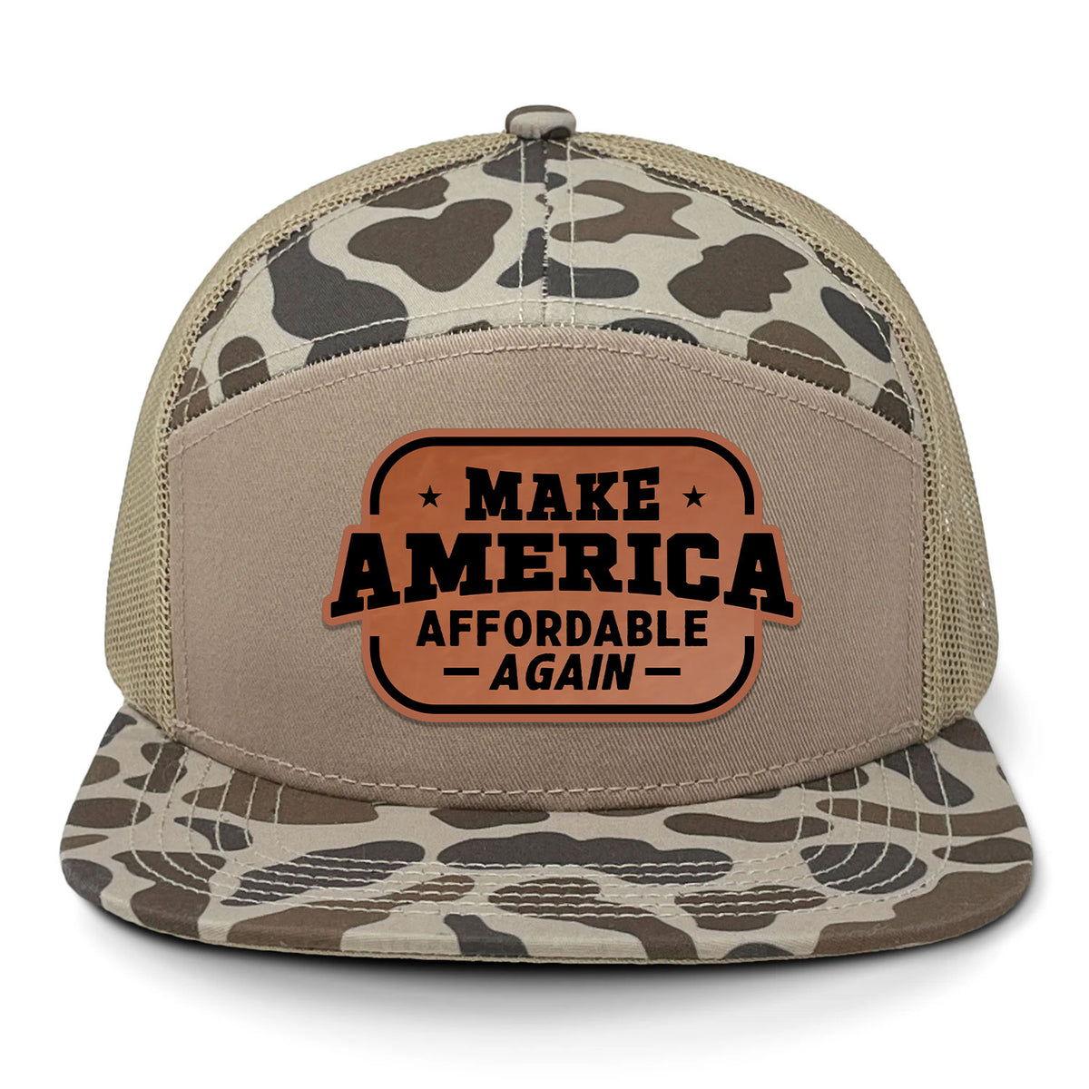 Make America Affordable Again 7 Panel Camo Hat - Slough