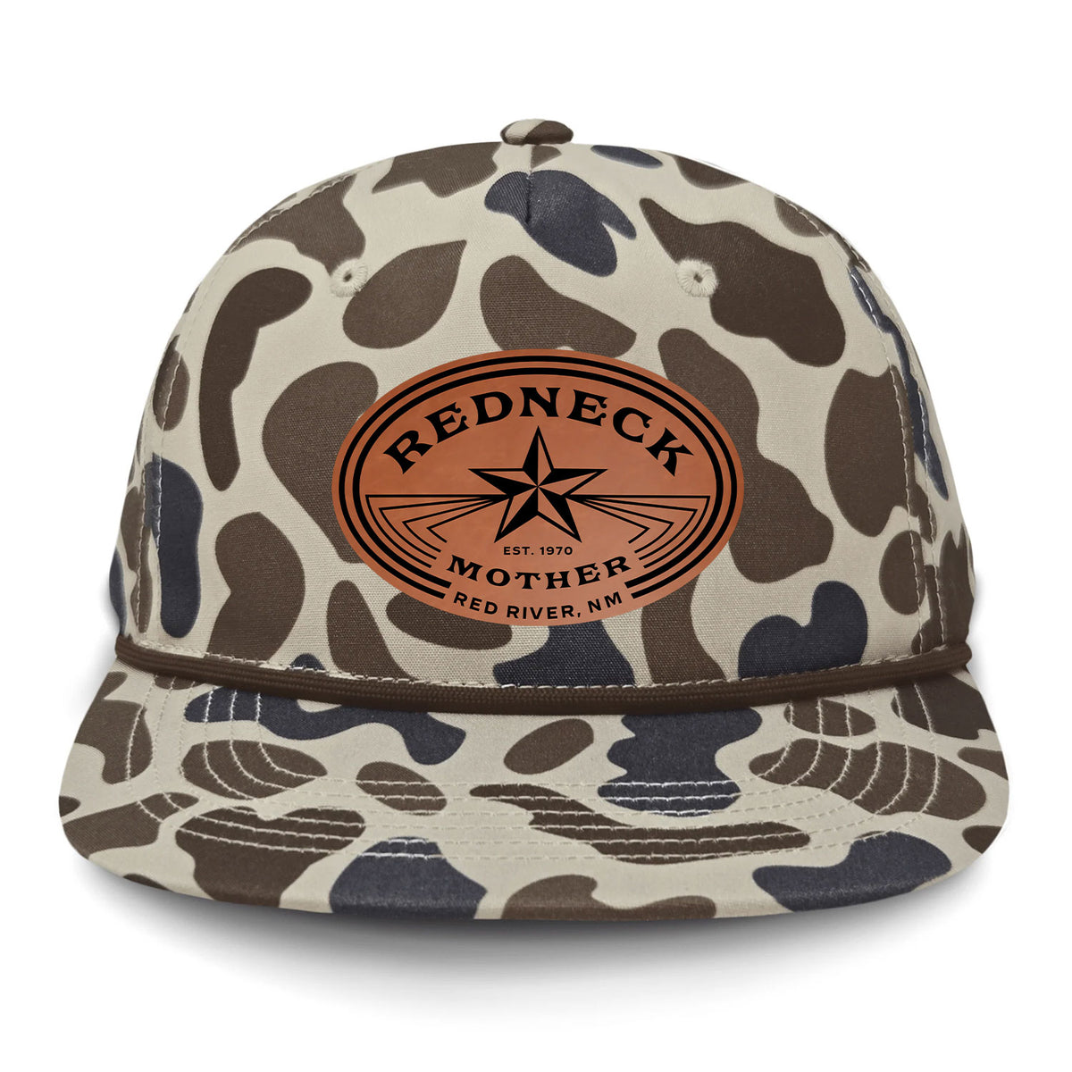 Redneck Mother Flat Bill Rope Leather Patch Hat