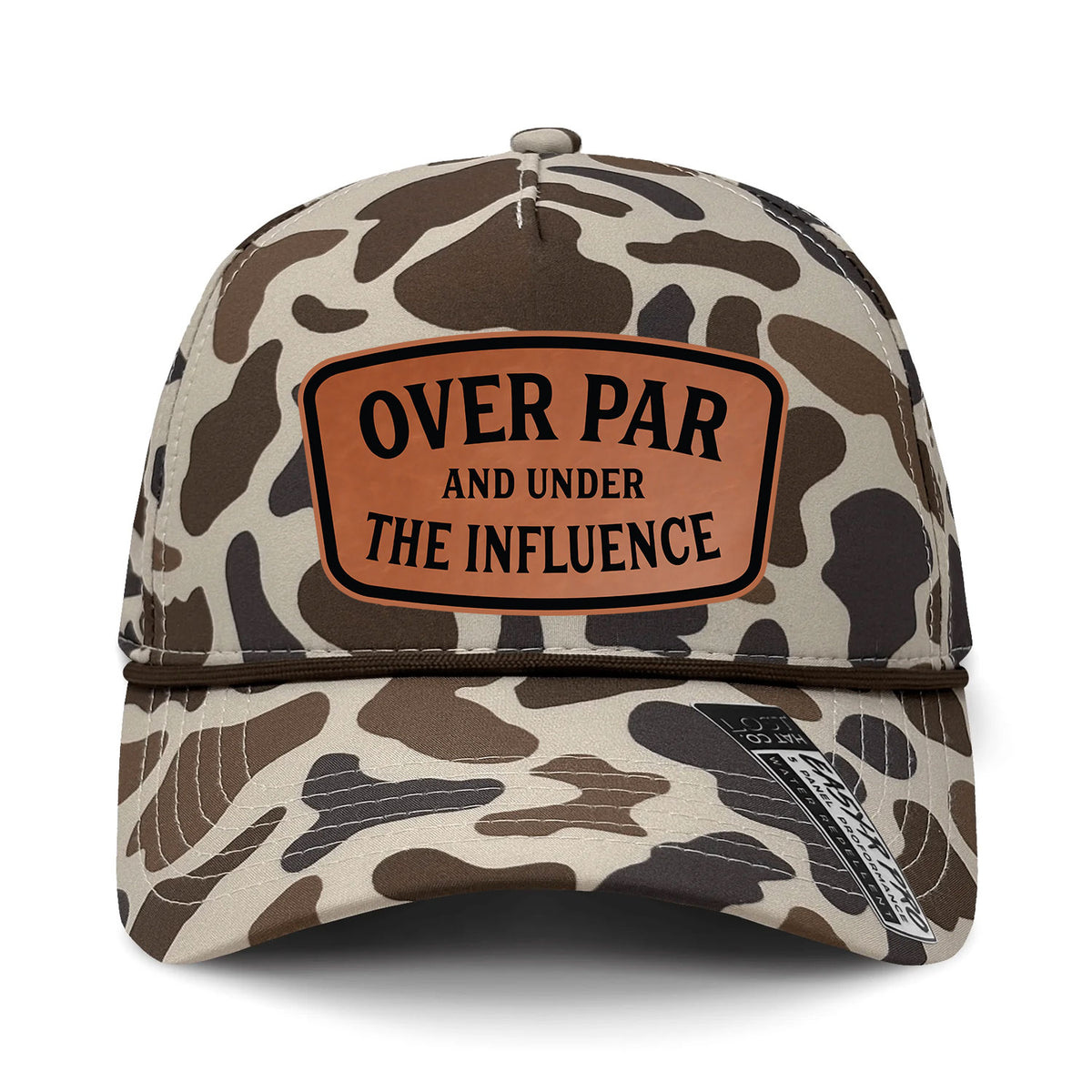 Over Par And Under The Influence Performance Leather Patch Hat