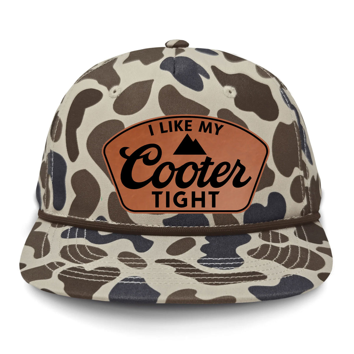 I Like My Cooter Tight Flat Bill Rope Leather Patch Hat