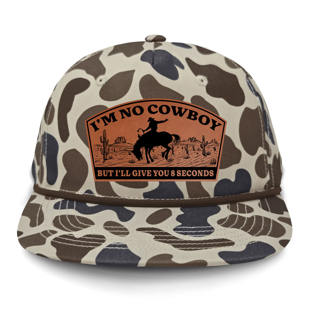I'm NoCowboy Flat Bill Rope Leather Patch Hat