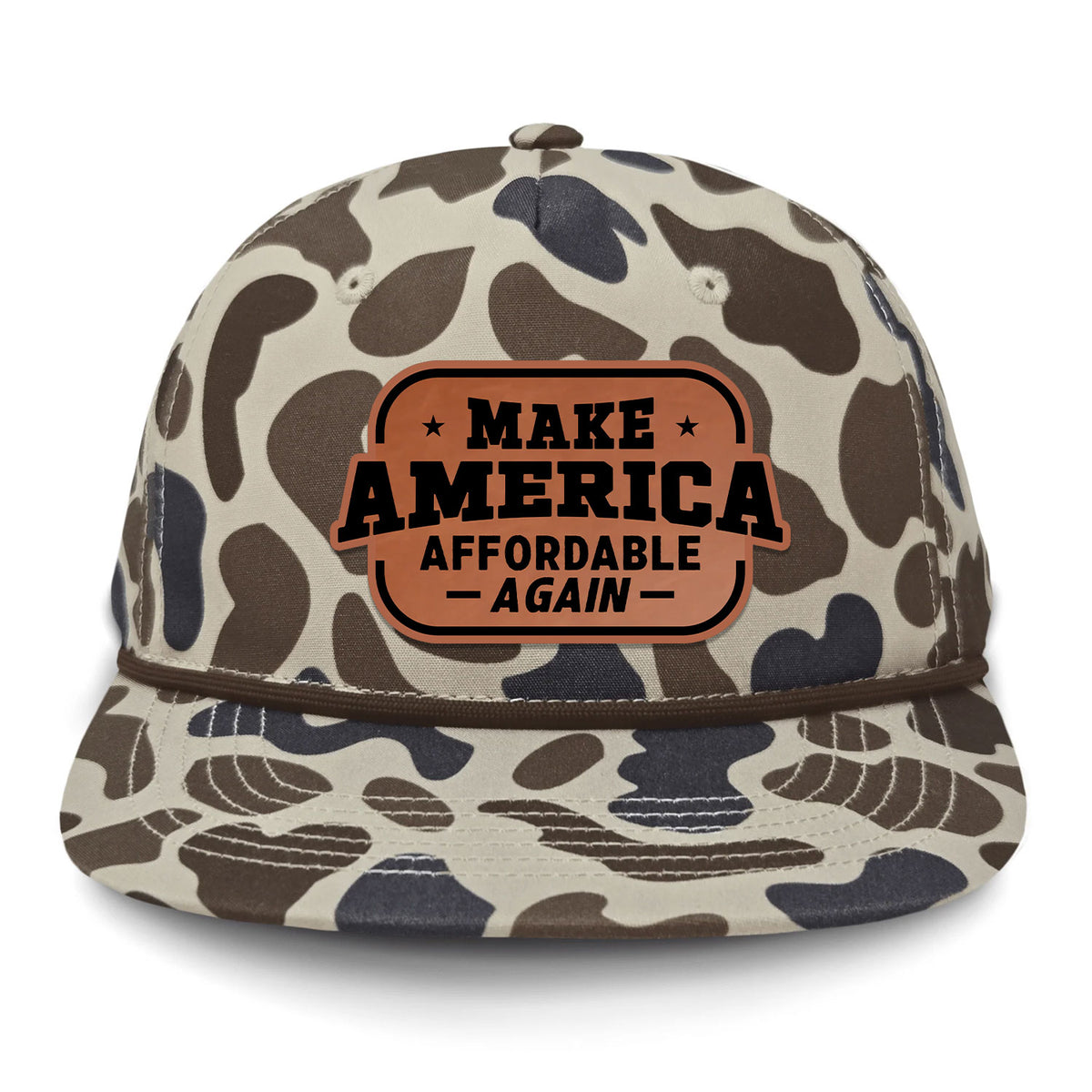 Make America Affordable Again Flat Bill Rope Leather Patch Hat - Slough