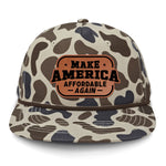 Make America Affordable Again Flat Bill Rope Leather Patch Hat - Slough