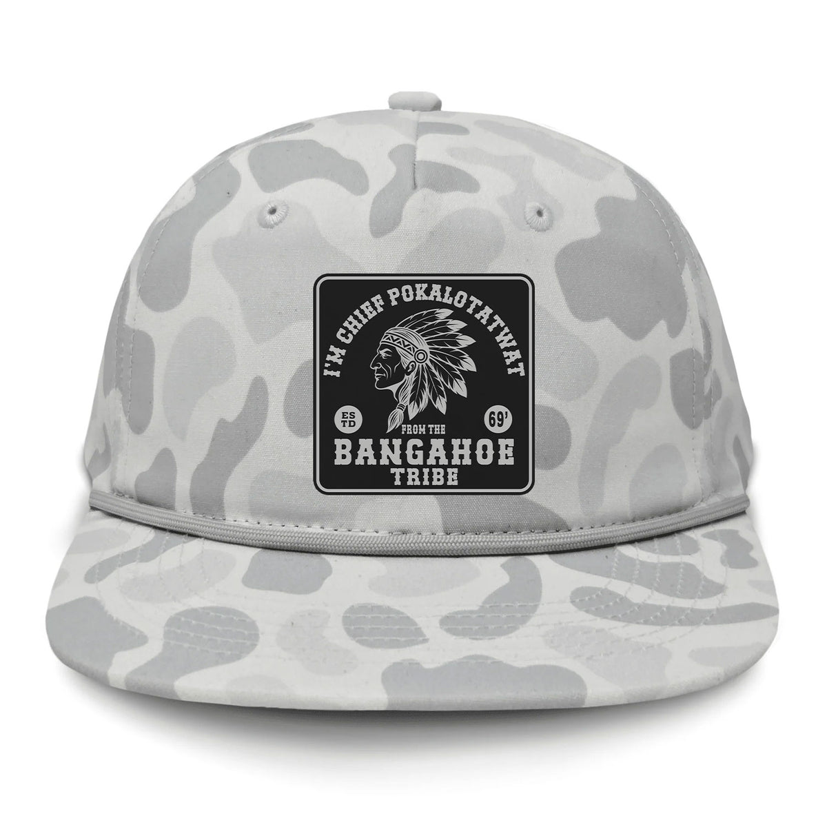 Chief Pokalotatwat Flat Bill Rope Leather Patch Hat