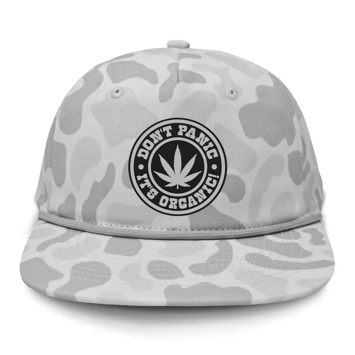 Don't Panic It's Organic Flat Bill Rope Leather Patch Hat
