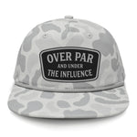 Over Par And Under The Influence Flat Bill Rope Leather Patch Hat