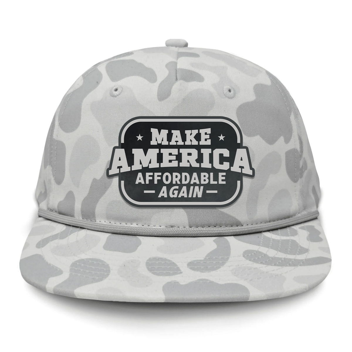 Make America Affordable Again Flat Bill Rope Leather Patch Hat - Sneaux