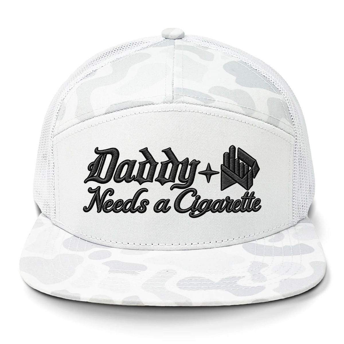 Daddy Needs A Cig Embroidered 7 Panel Hat