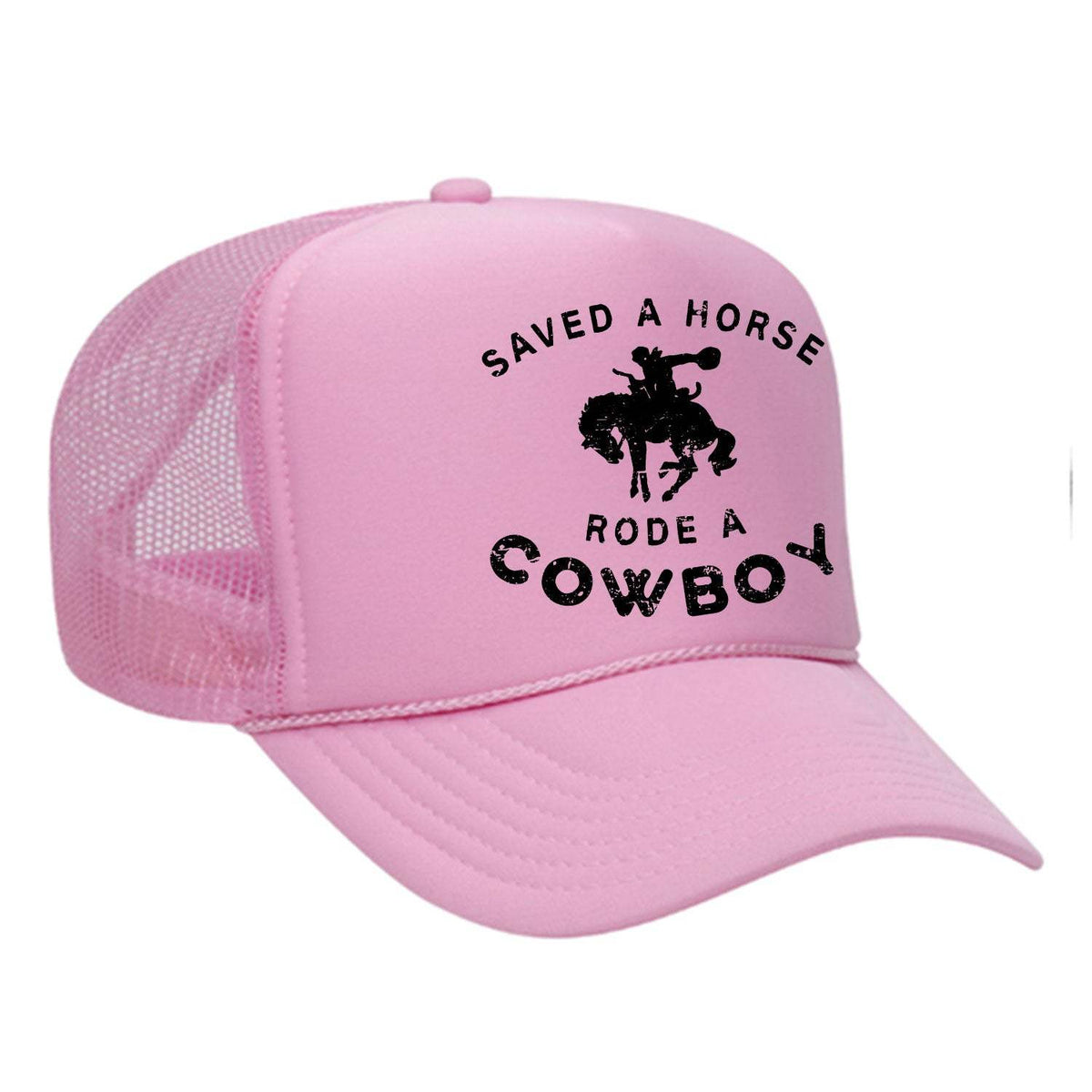 Saved A Horse Rode A Cowboy Foam Trucker Hat - Soft Pink