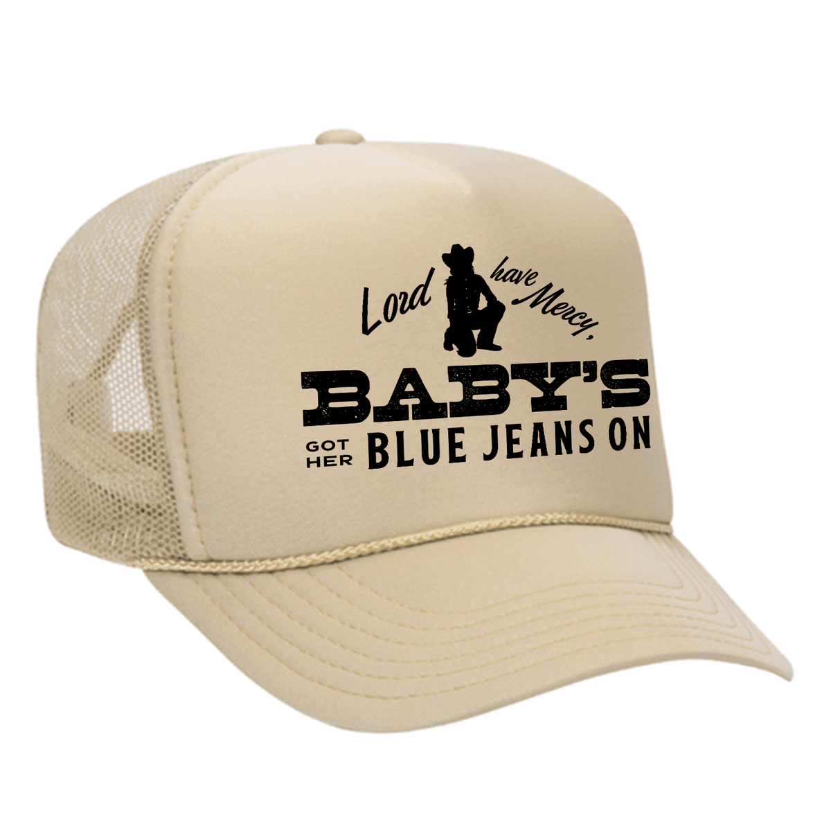 Baby's Got Her Blue Jeans On Foam Trucker Hat - Tan