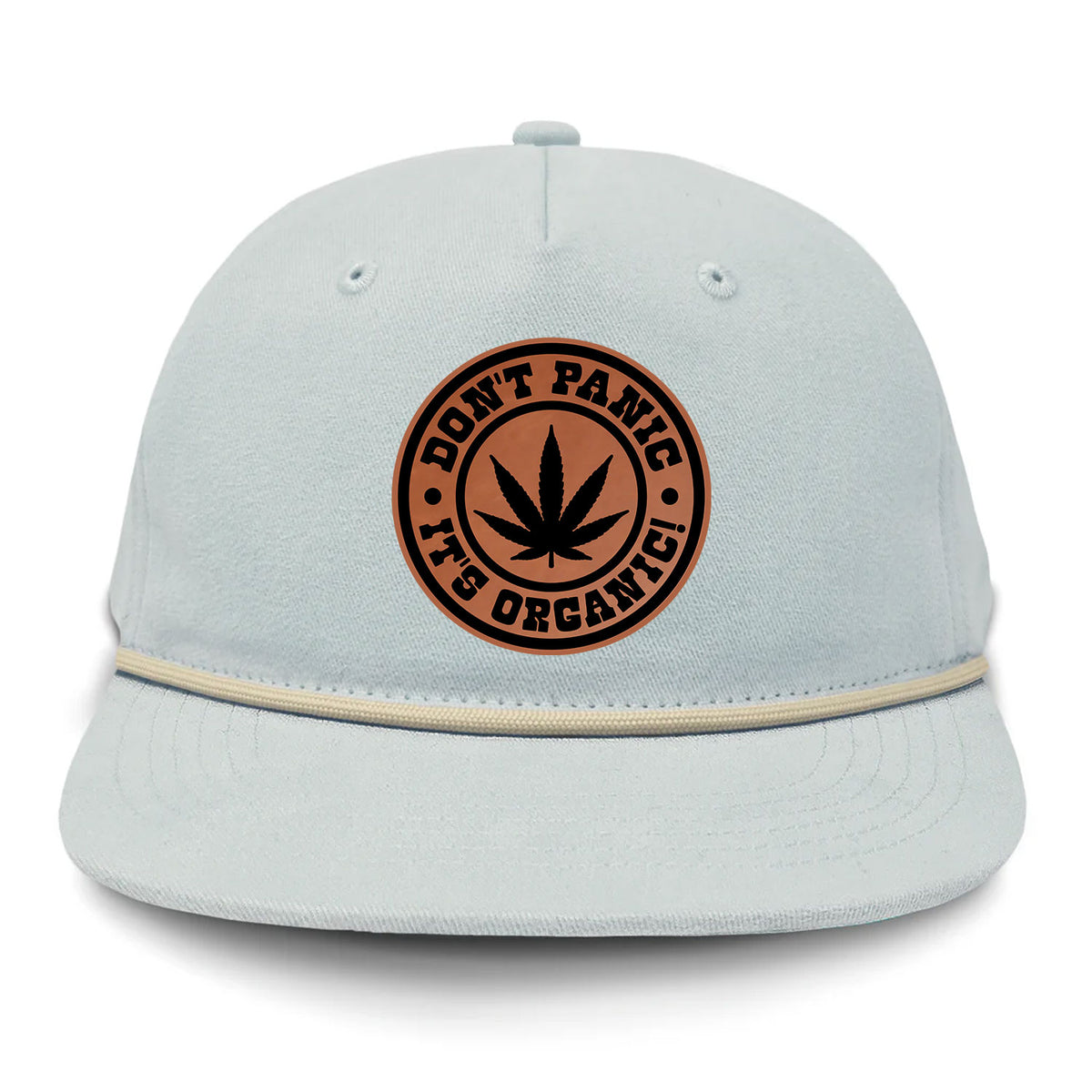 Don't Panic It's Organic Flat Bill Rope Leather Patch Hat