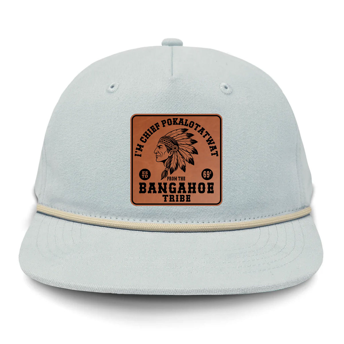 Chief Pokalotatwat Flat Bill Rope Leather Patch Hat