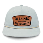 Over Par And Under The Influence Flat Bill Rope Leather Patch Hat