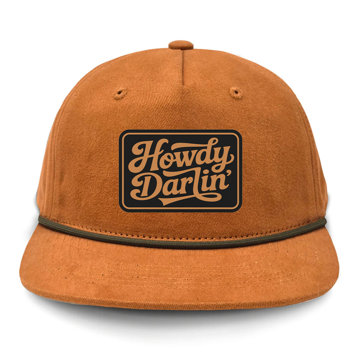 Howdy Darlin' Flat Bill Rope Leather Patch Hat