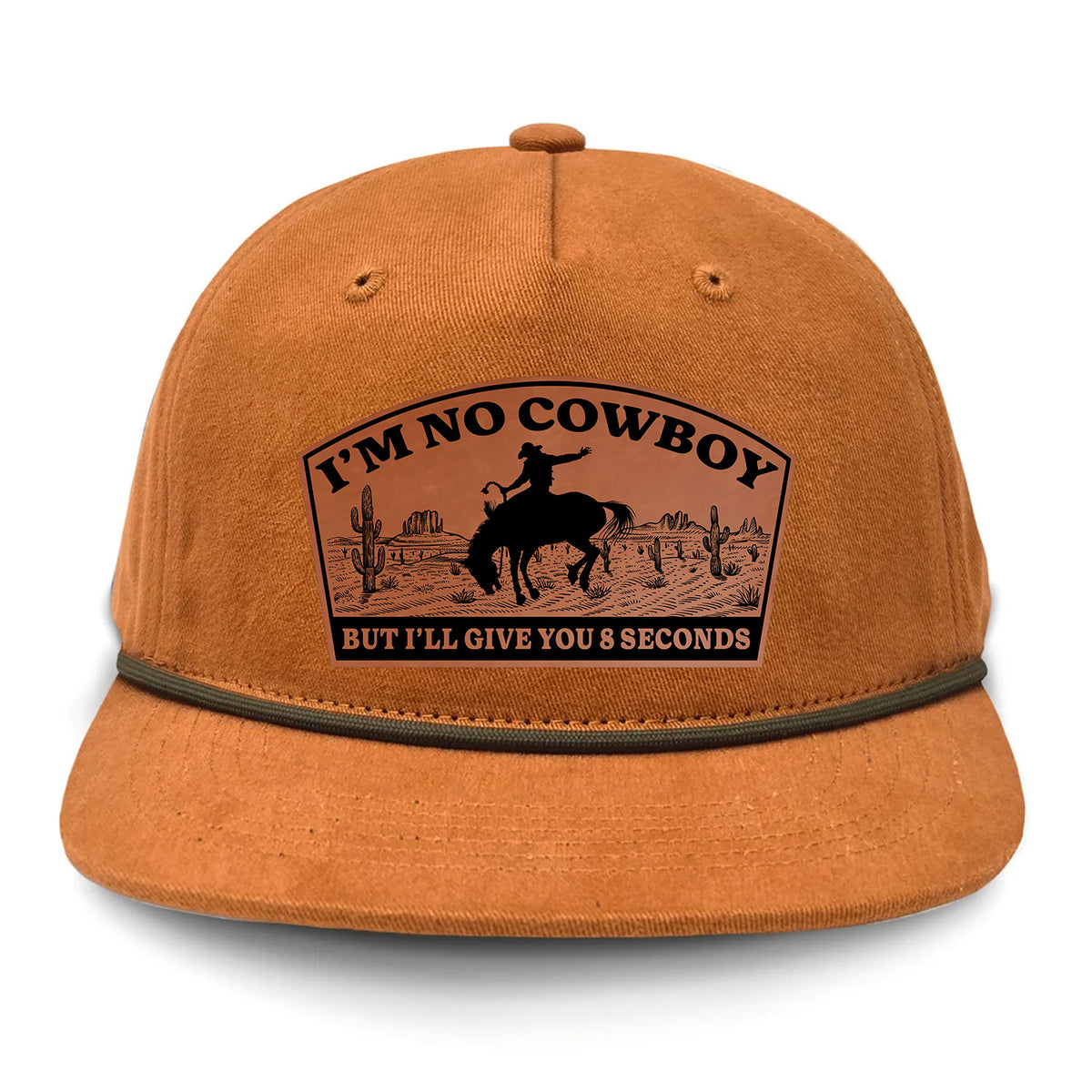 I'm NoCowboy Flat Bill Rope Leather Patch Hat