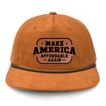 Make America Affordable Again Flat Bill Rope Leather Patch Hat - Terra