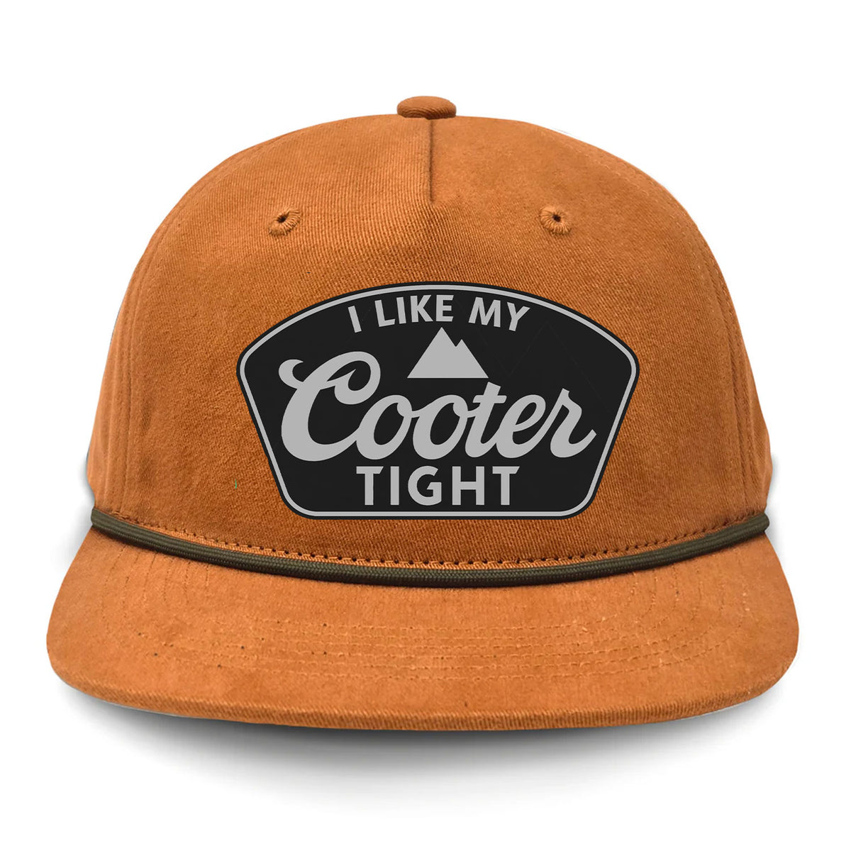 I Like My Cooter Tight Flat Bill Rope Leather Patch Hat