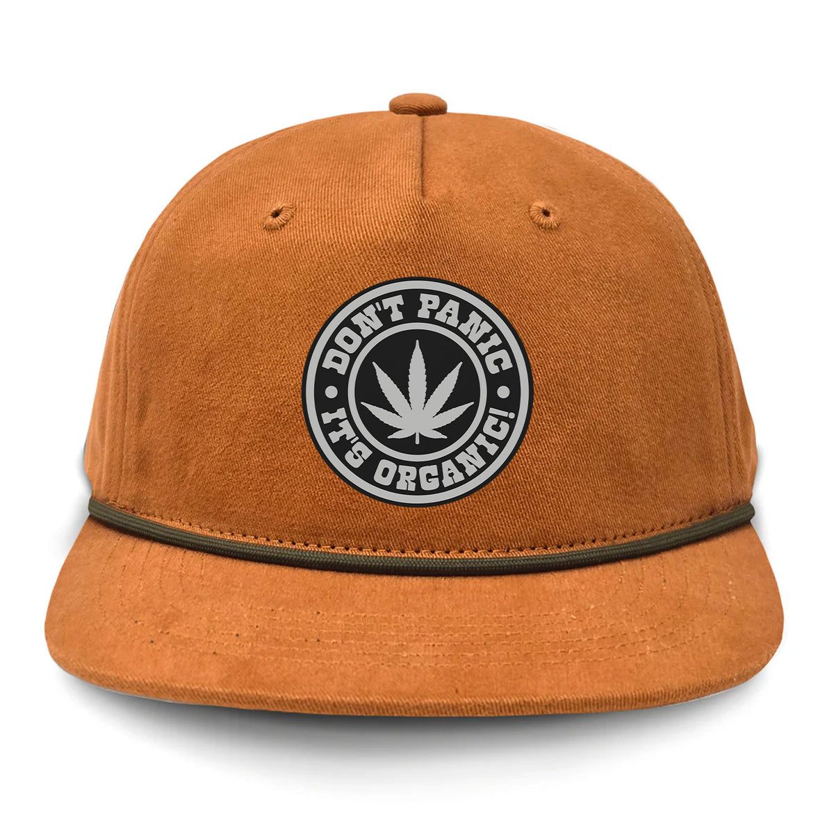 Don't Panic It's Organic Flat Bill Rope Leather Patch Hat