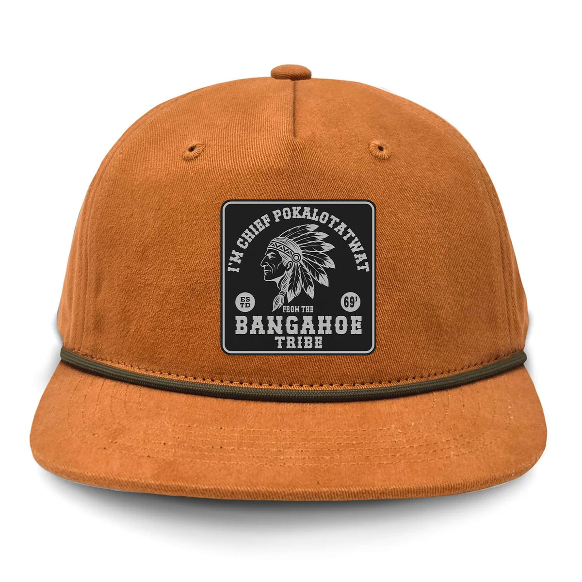 Chief Pokalotatwat Flat Bill Rope Leather Patch Hat