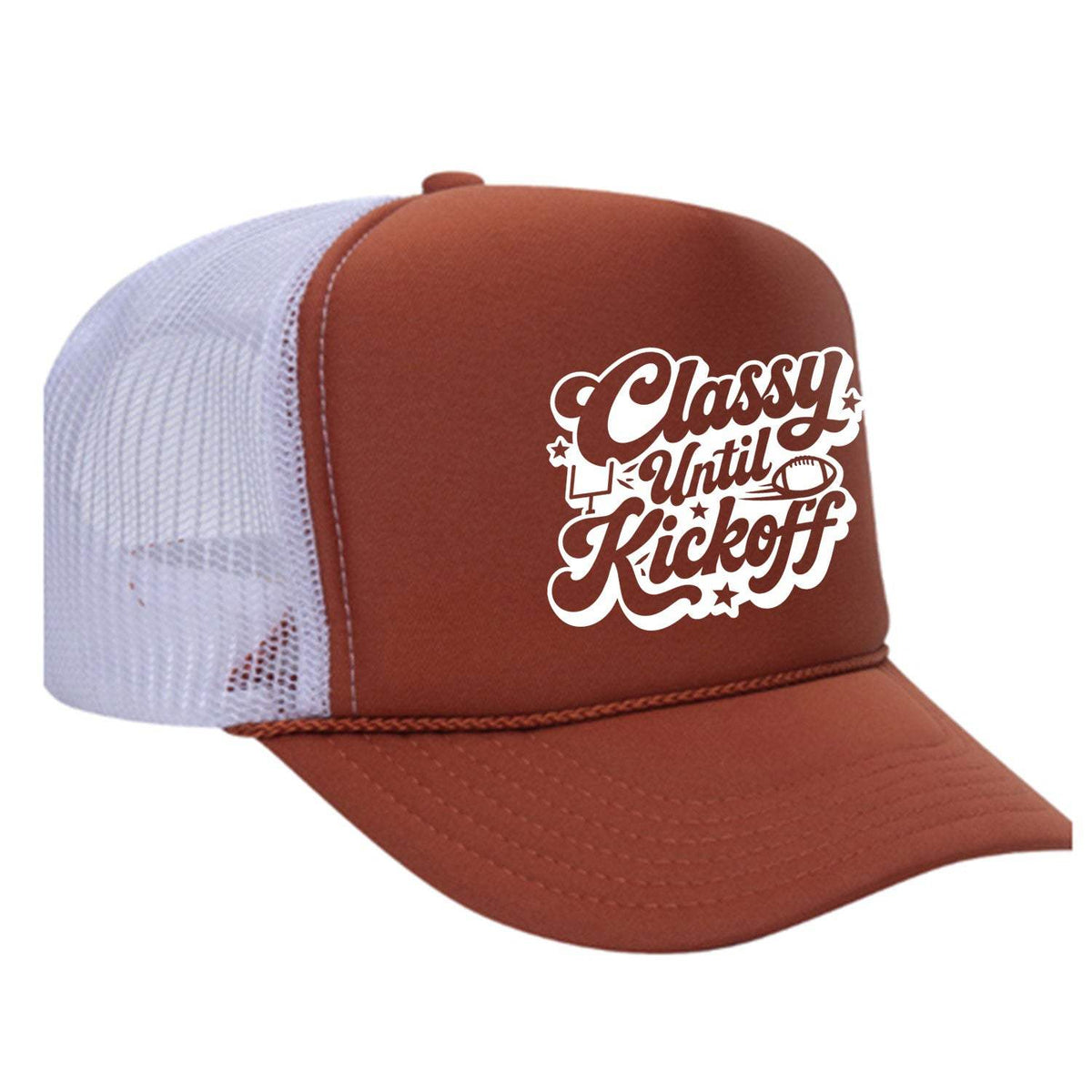 Classy Until Kickoff Foam Trucker Hat - Texas Orange