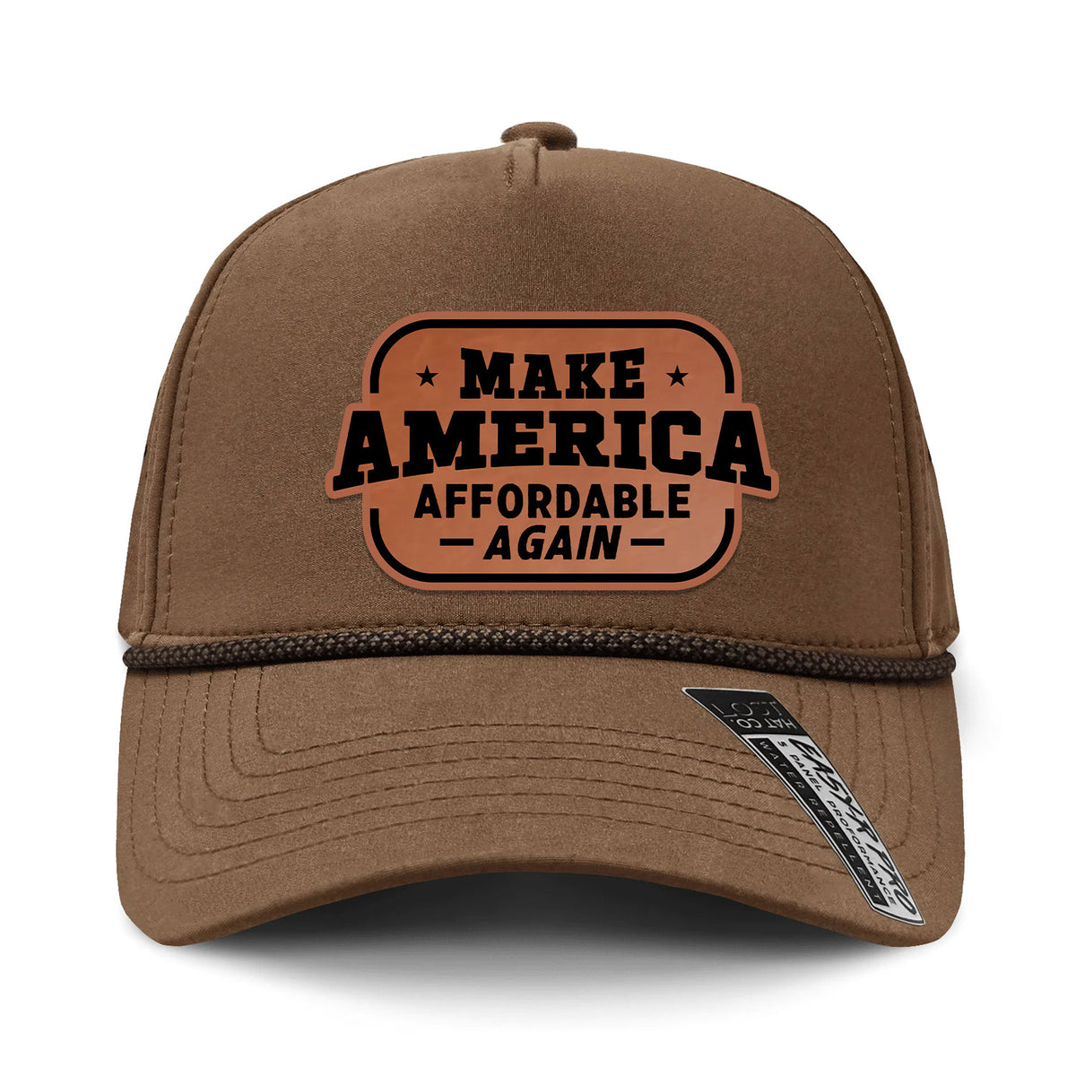 Make America Affordable Again Performance Leather Patch Hat - Tobacco