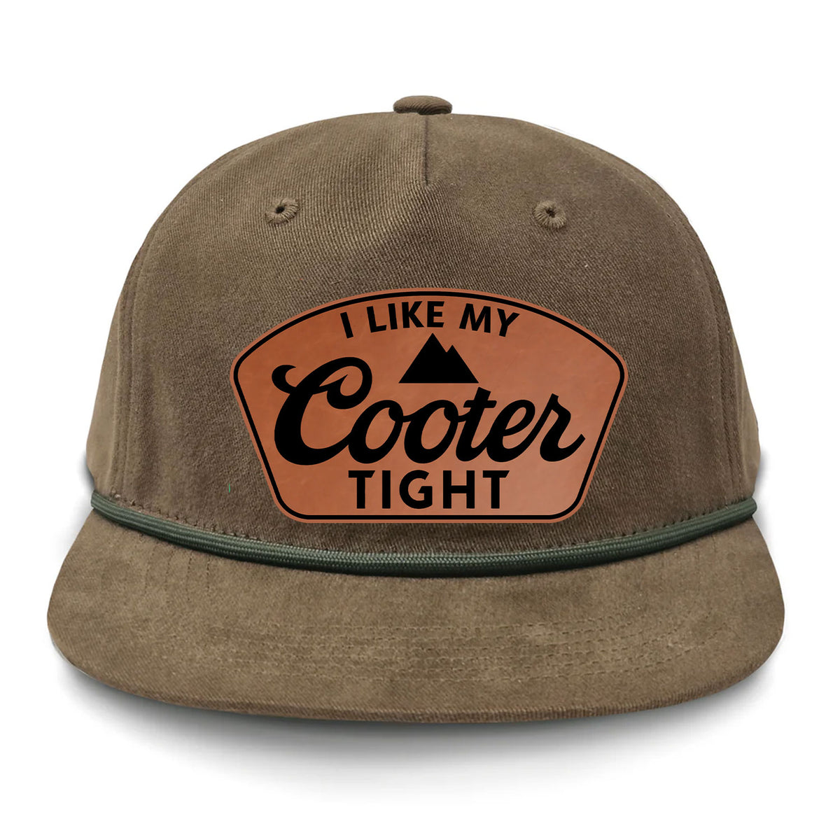 I Like My Cooter Tight Flat Bill Rope Leather Patch Hat