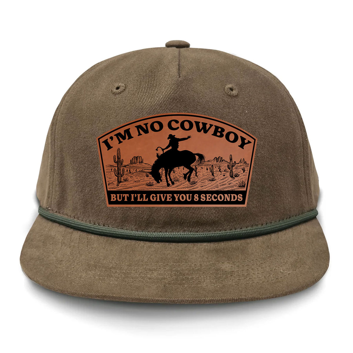 I'm NoCowboy Flat Bill Rope Leather Patch Hat