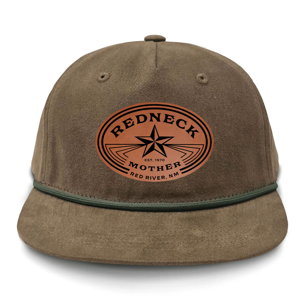 Redneck Mother Flat Bill Rope Leather Patch Hat