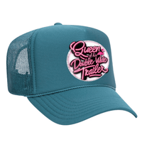 Queen Of His Double Wide Foam Trucker Hat - Turquoise