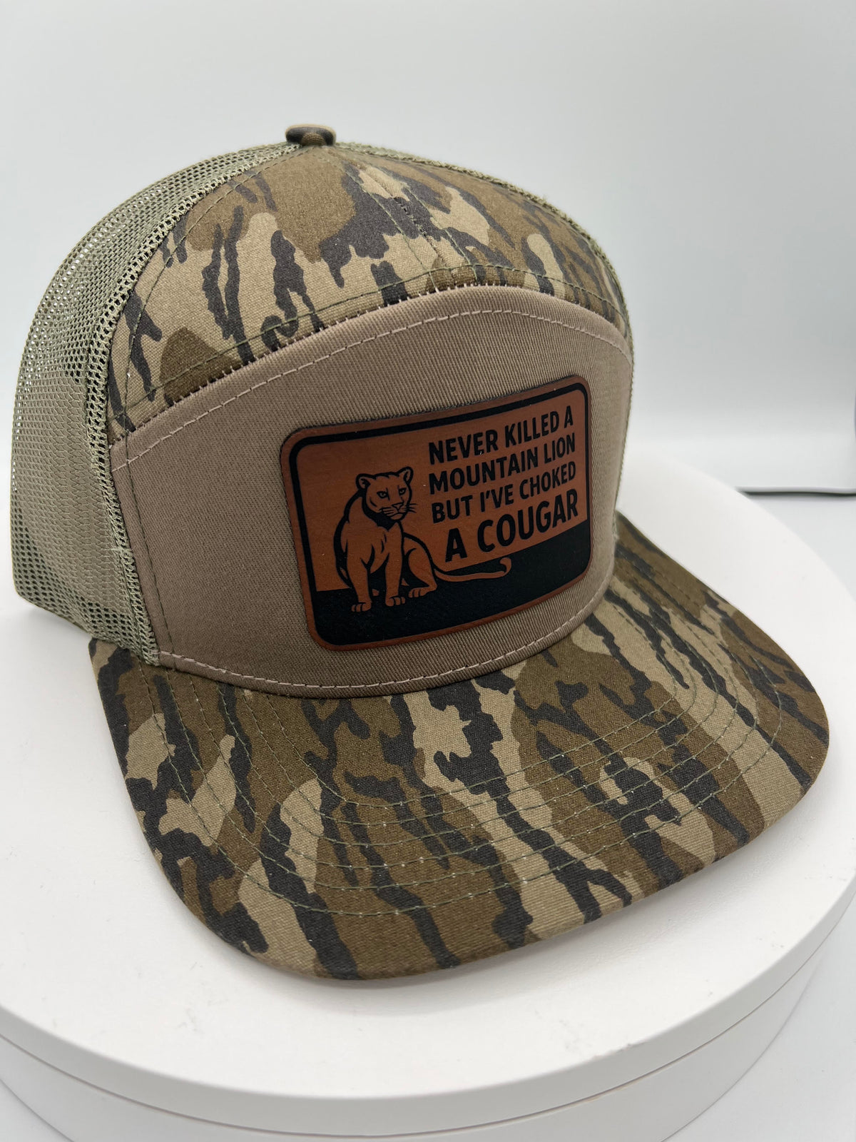 Choked A Cougar 7 Panel Hat Brown Patch Sale