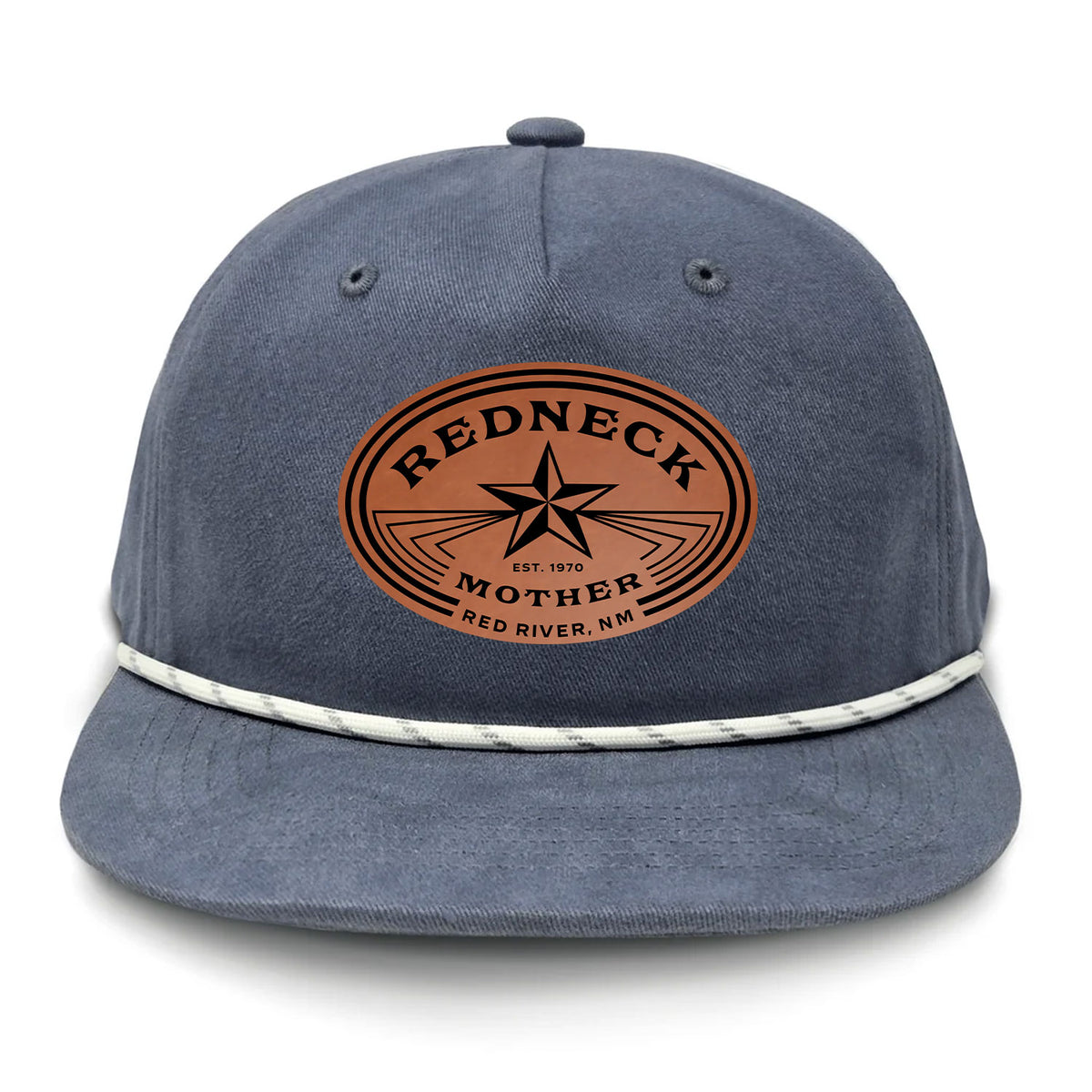 Redneck Mother Flat Bill Rope Leather Patch Hat