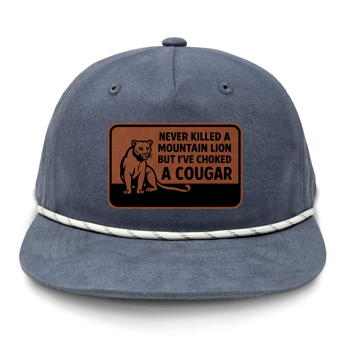 Choked A Cougar Flat Bill Rope Leather Patch Hat