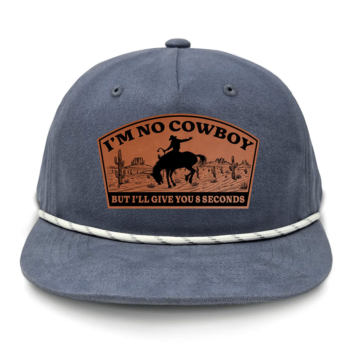 I'm NoCowboy Flat Bill Rope Leather Patch Hat