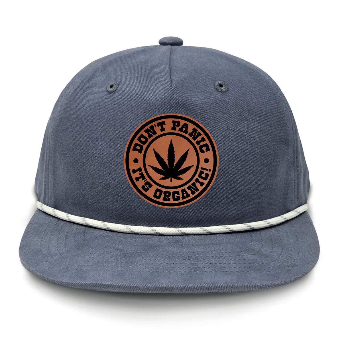 Don't Panic It's Organic Flat Bill Rope Leather Patch Hat