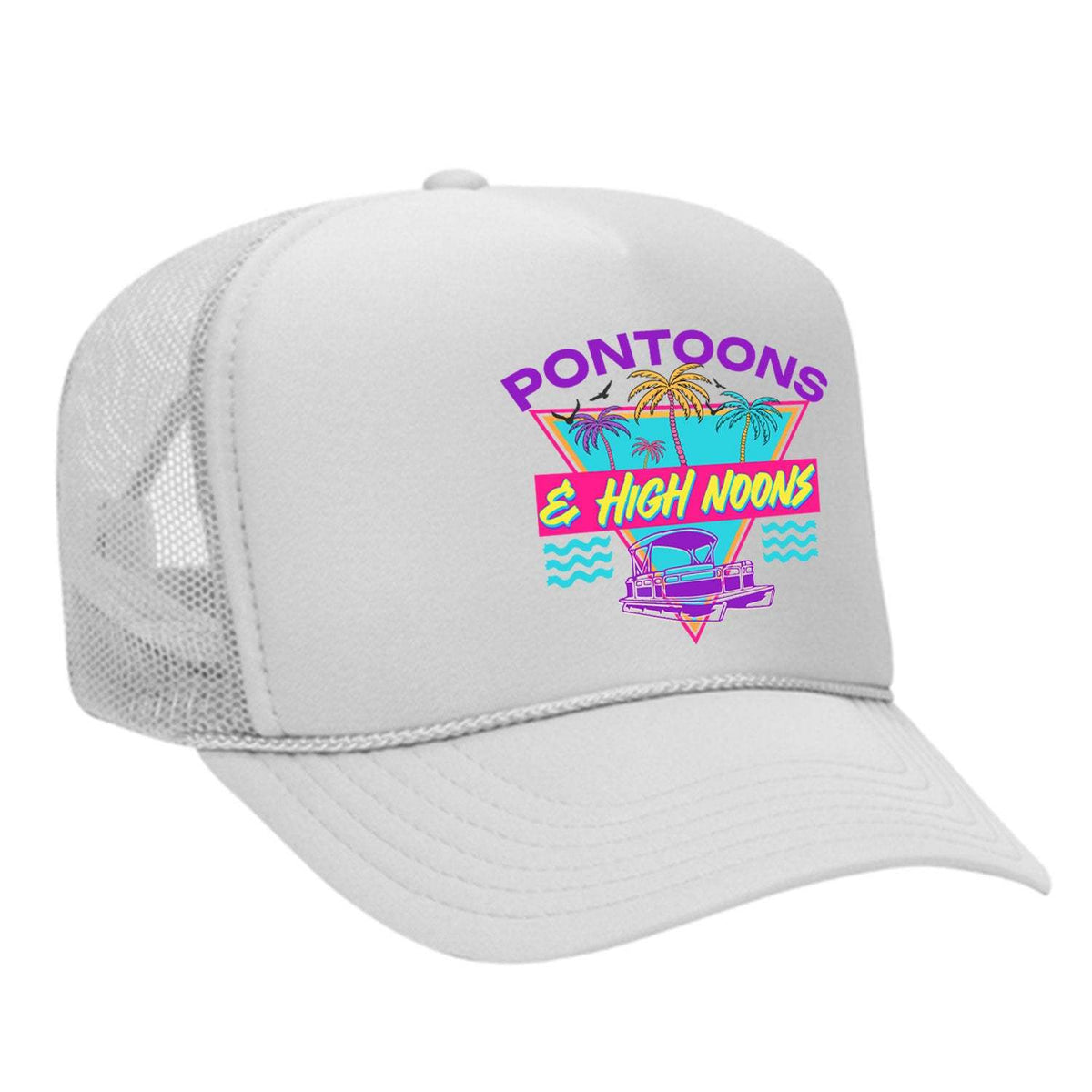 Pontoons and High Noons Foam Trucker Hat - White