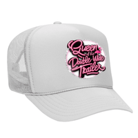 Queen Of His Double Wide Foam Trucker Hat - White