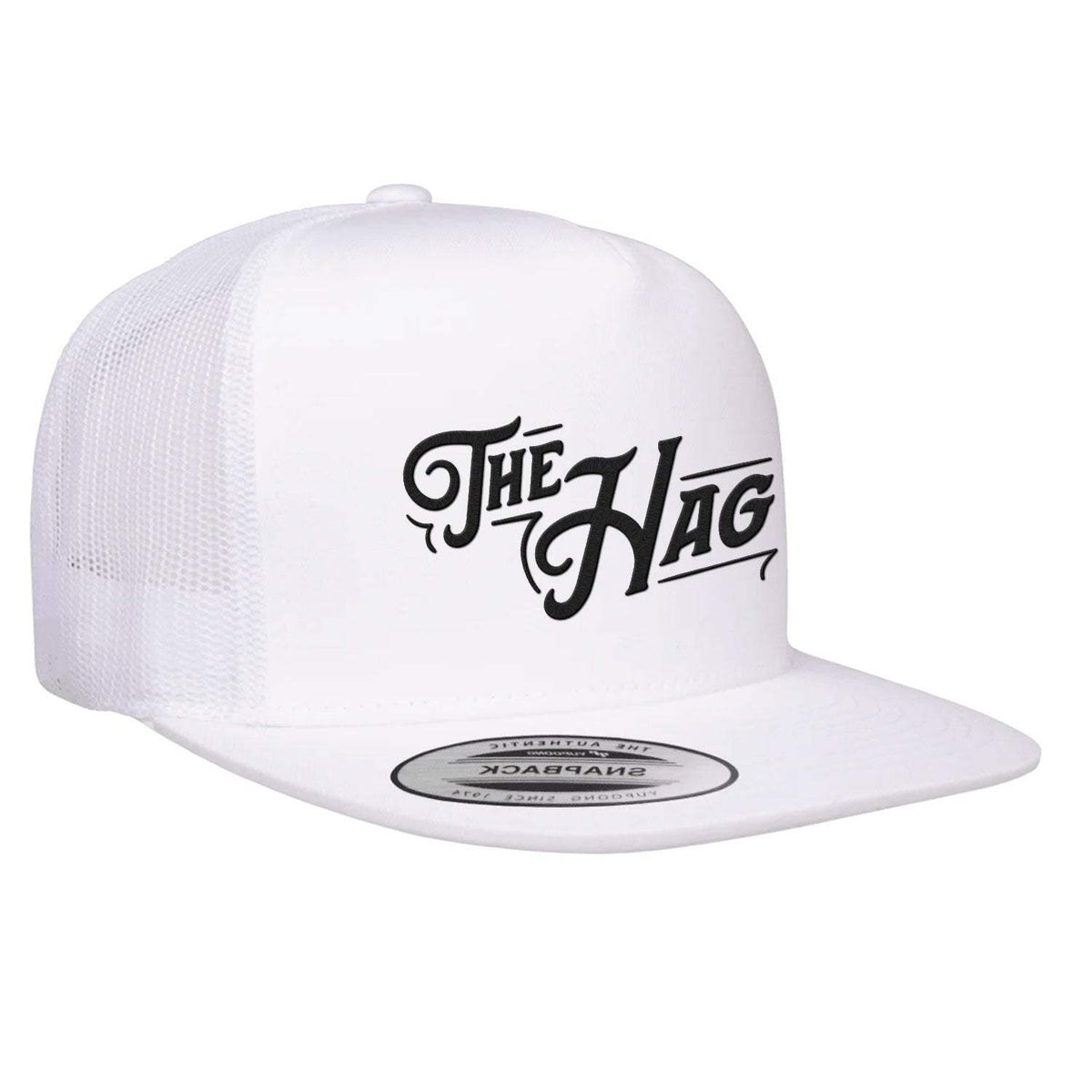 The Hag Embroidered Flat Bill Hat - White